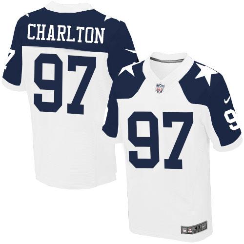 Nike Cowboys #97 Taco Charlton White Thanksgiving Men's Stitched NFL Throwback Elite Jersey